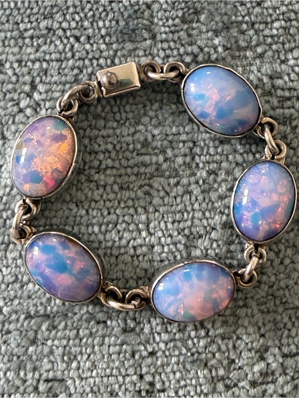 Mexican Taxco Silver Fire Opal Bracelet - Picture 6 of 7